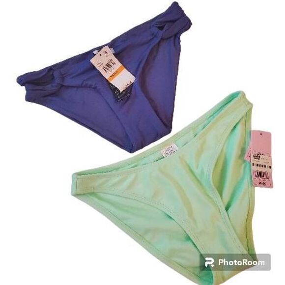 NWT Blue and Neon Green Two Swimsuit bottoms S - Picture 1 of 12
